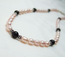 pearl and black bead necklace